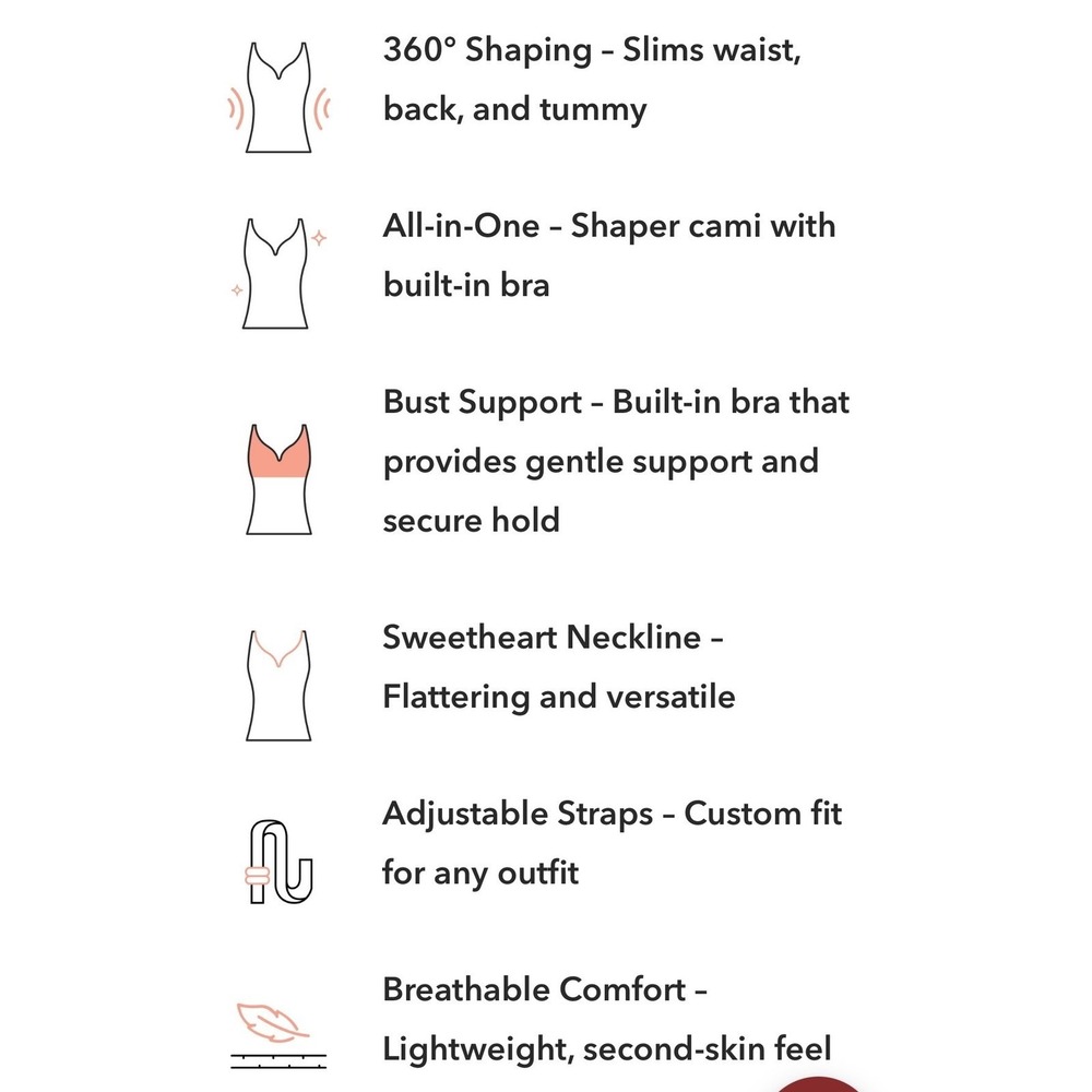 Shapermint Essentials Sweetheart Built-In Bra Shaper Cami 62206 Sand Large 10-12 - Picture 8 of 8
